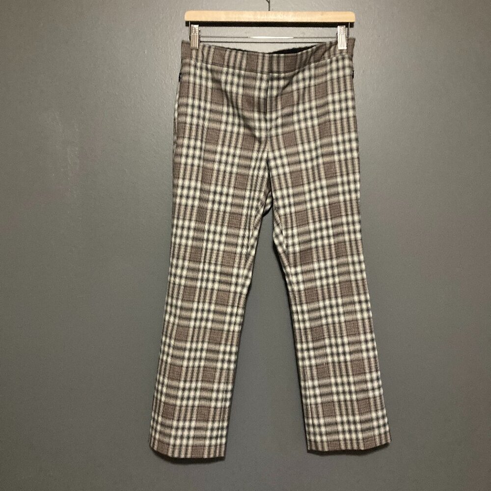Theory Brown Plaid Ankle Pants